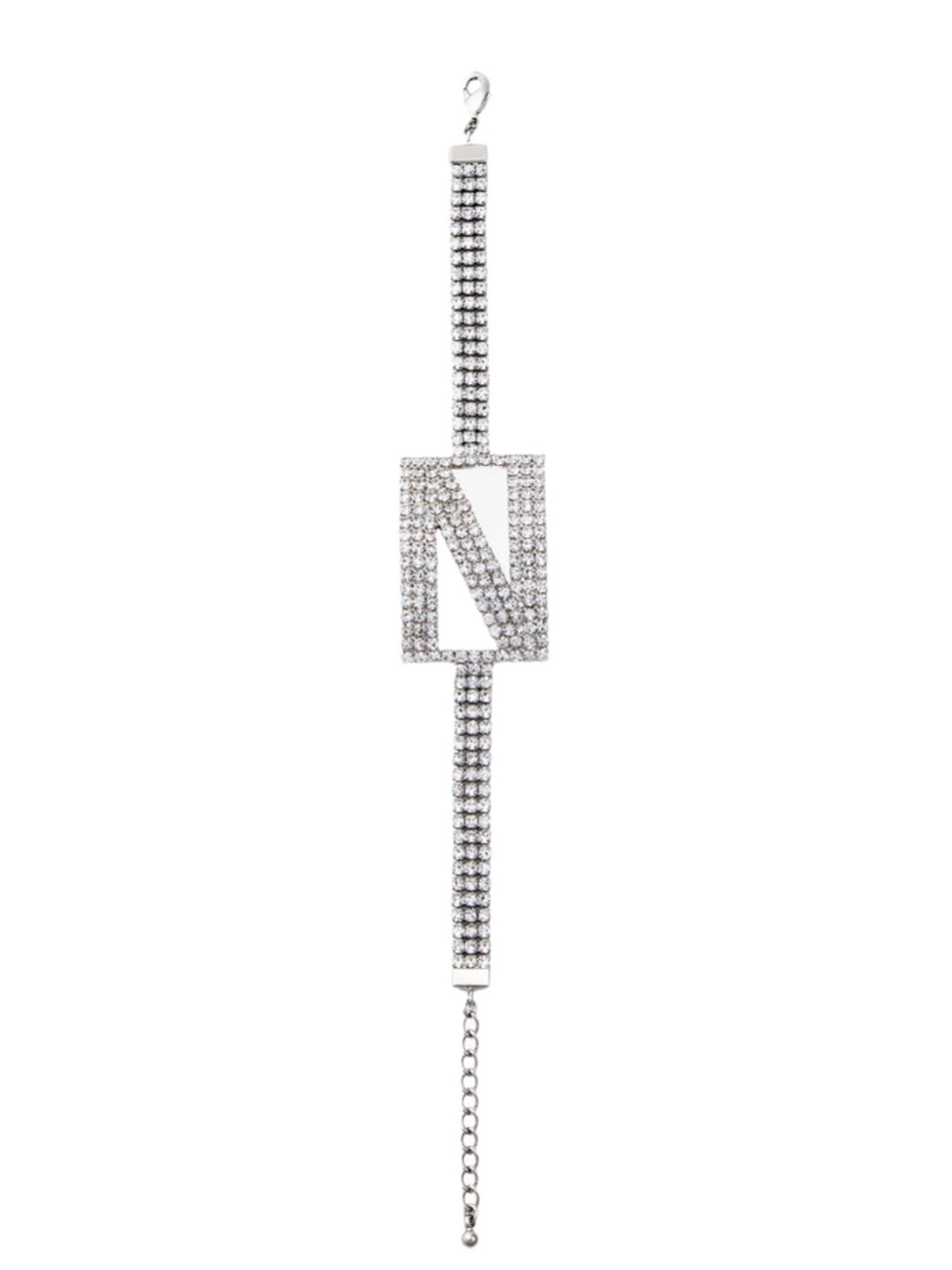 Retrofête N Rhinestone Initial Bracelet Silver NWT